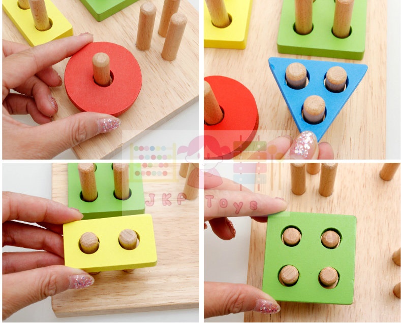 สวมหลักรูปทรงเรขาคณิตฯ 16 ชิ้น ขนาดกลาง