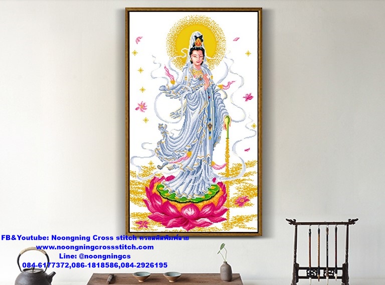 เจ้าแม่กวนอิม ครอสติสคริสตัล Diamond painting โมเสก ภาพติดเพชร งานฝีมือทำที่บ้าน DIY