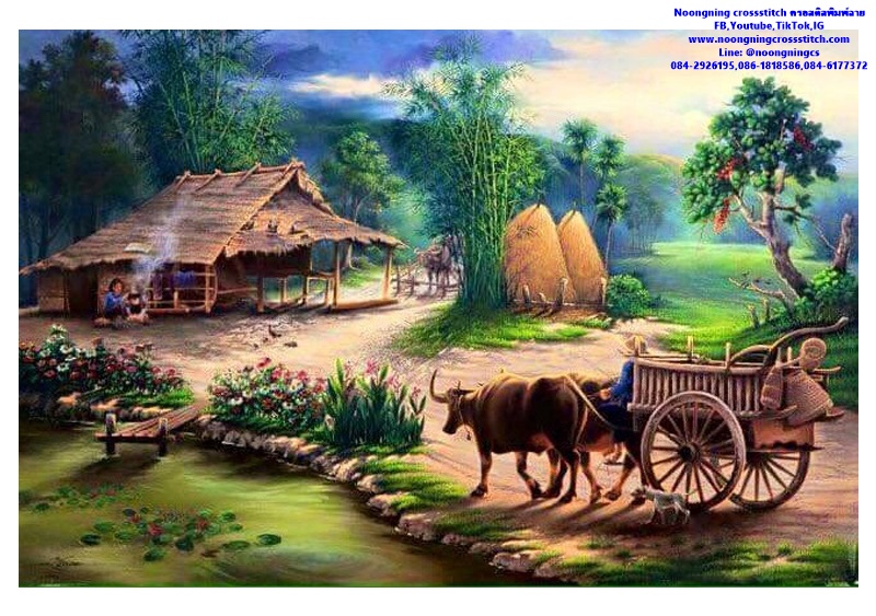 วิถีชนบท ชุดปักครอสติช พิมพ์ลาย ครอสติสจีน งานฝีมือ DIY