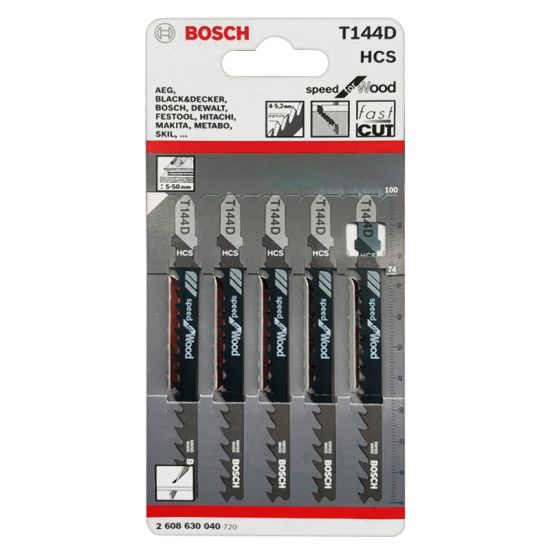 ใบเลื่อยจิ๊กซอว์ BOSCH รุ่น 2608630040 (5 ใบ/แพ็ค) สีดำ เหมาะกับงานไม้เนื้ออ่อน แผ่นไม้อัดแกนจริง