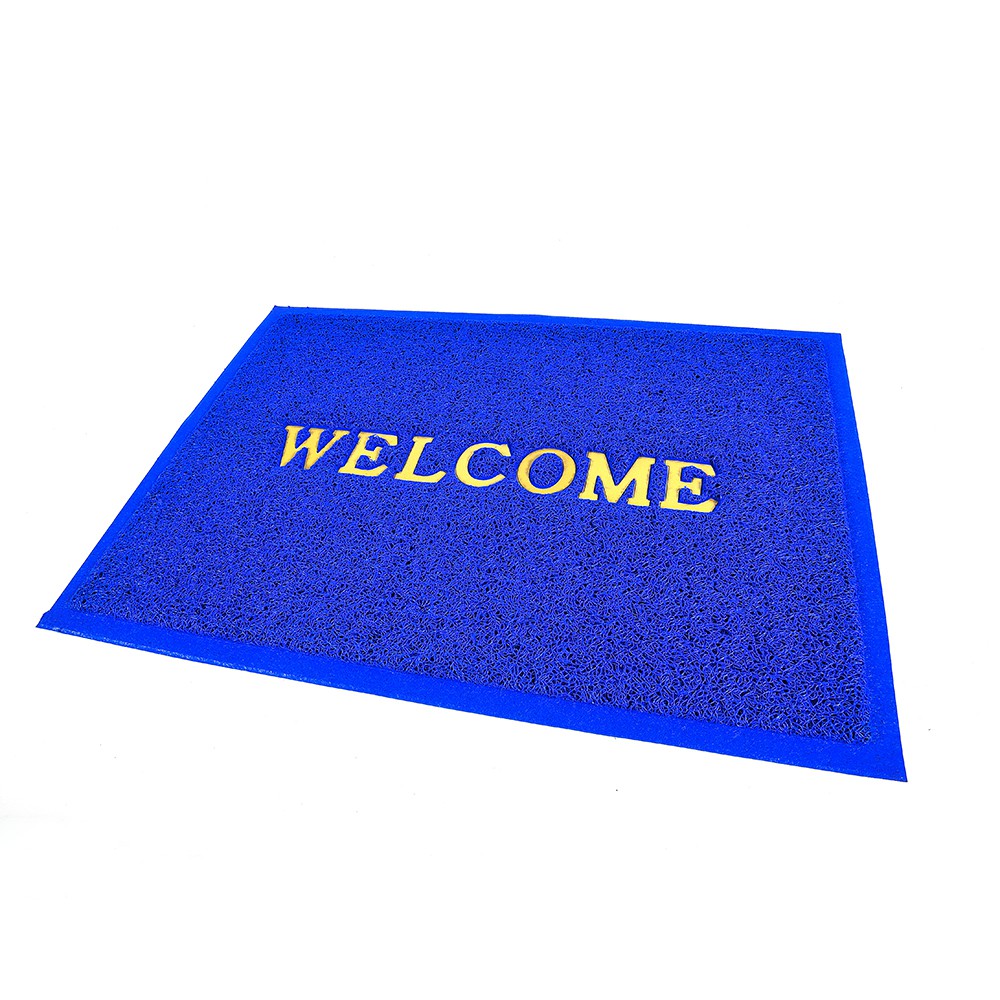 พรมปูพื้น พรมเช็ดเท้า พรมปูพื้น พรมภายนอก พรมดักฝุ่น WELCOME 50X70 น้ำเงิน HLS