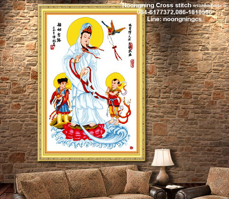 เจ้าแ่กวนอิม ชุดปักครอสติส พิมพ์ลาย ครอสติสจีน งานฝีมือทำที่บ้าน DIY