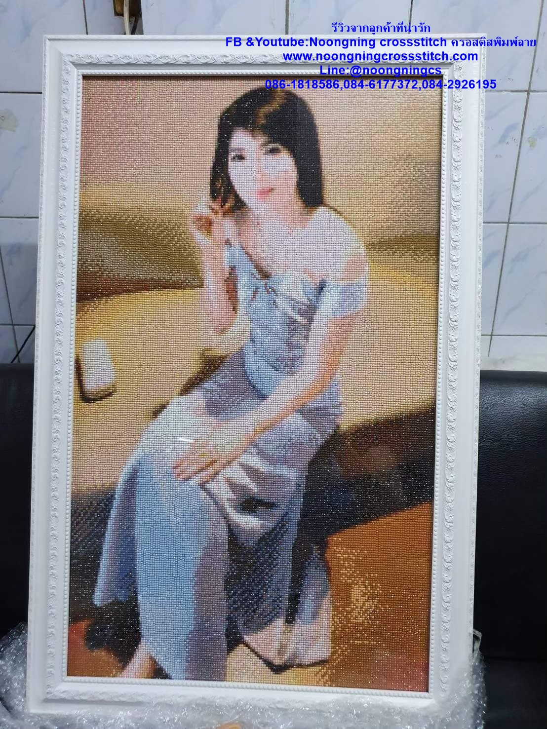 เสือขาว หิมะ ชุดปักครอสติส พิมพ์ลาย ครอสติสจีน งานฝีมือทำที่บ้าน DIY