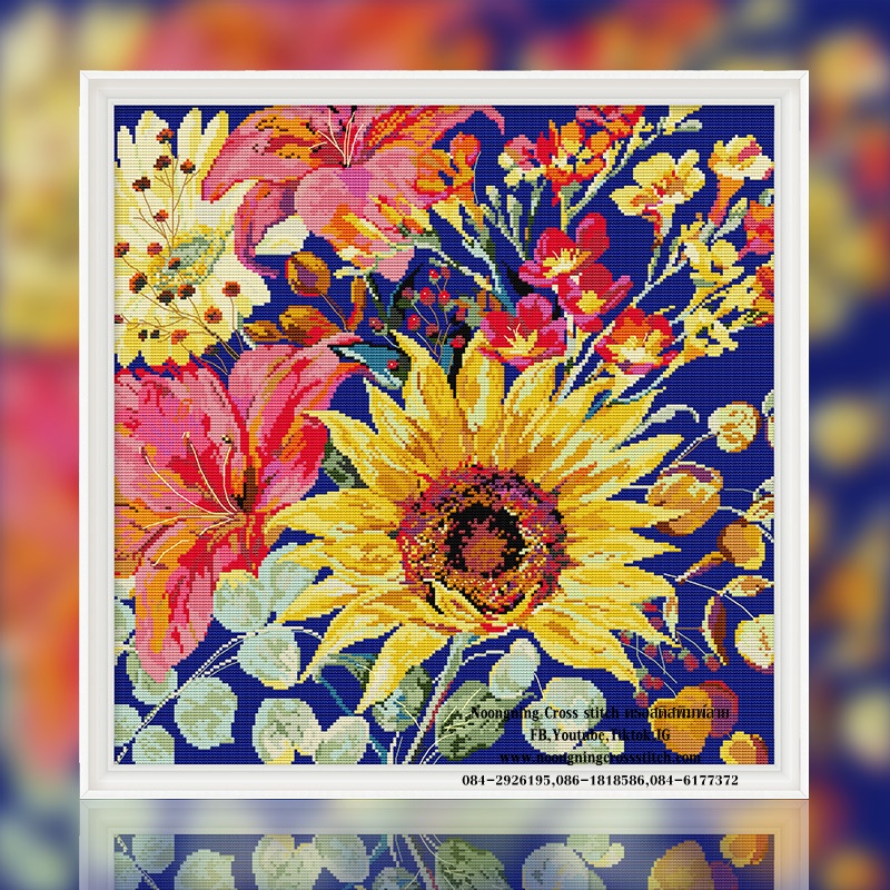 ดอกทานตะวัน รูปวาด ชุดปักครอสติส พิมพ์ลาย ครอสติสจีน งานฝีมือทำที่บ้าน DIY