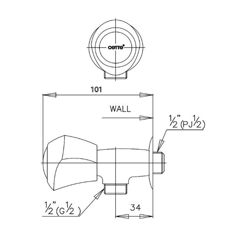 COTTO วาล์วฝักบัว รุ่น CT190C11 สีโครมเมี่ยม ทนทาน น้ำไม่รั่วซึมง่าย ดีไซน์สวยโดดเด่น
