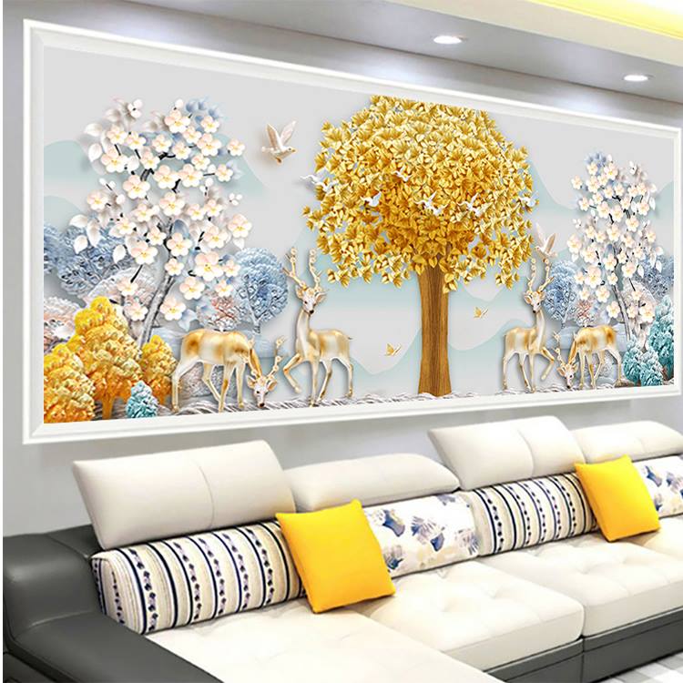 กวาง ครอสติสคริสตัล Diamond painting โมเสก ภาพติดเพชร งานฝีมือ DIY