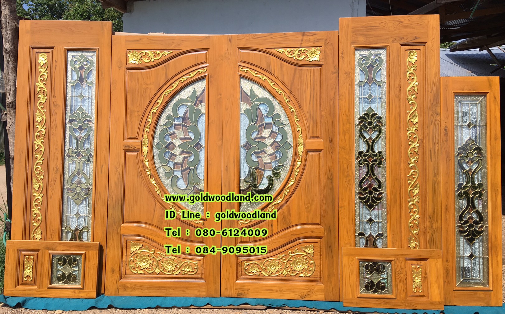 ประตูบานเลื่อนไม้สัก GBBB - 244