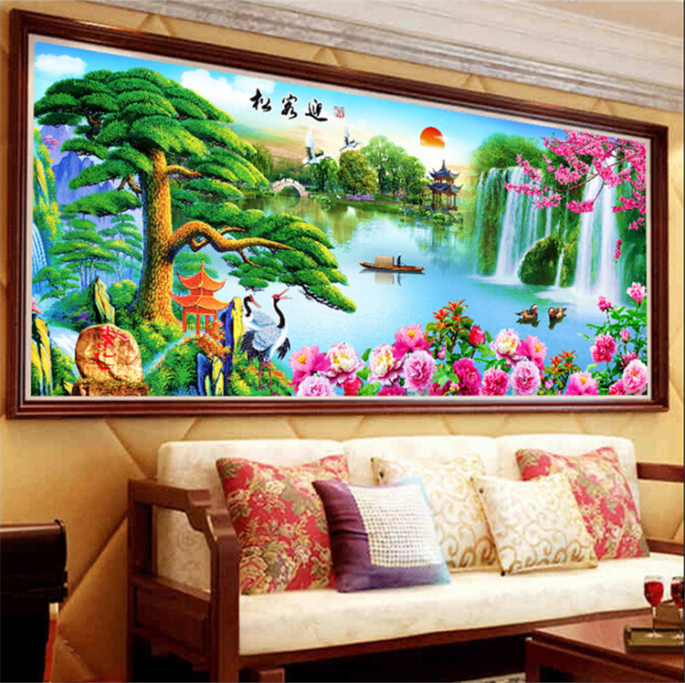 น้ำตกใส ไหลเย็น ชุดปักครอสติช พิมพ์ลาย ครอสติสจีน งานฝีมือ DIY