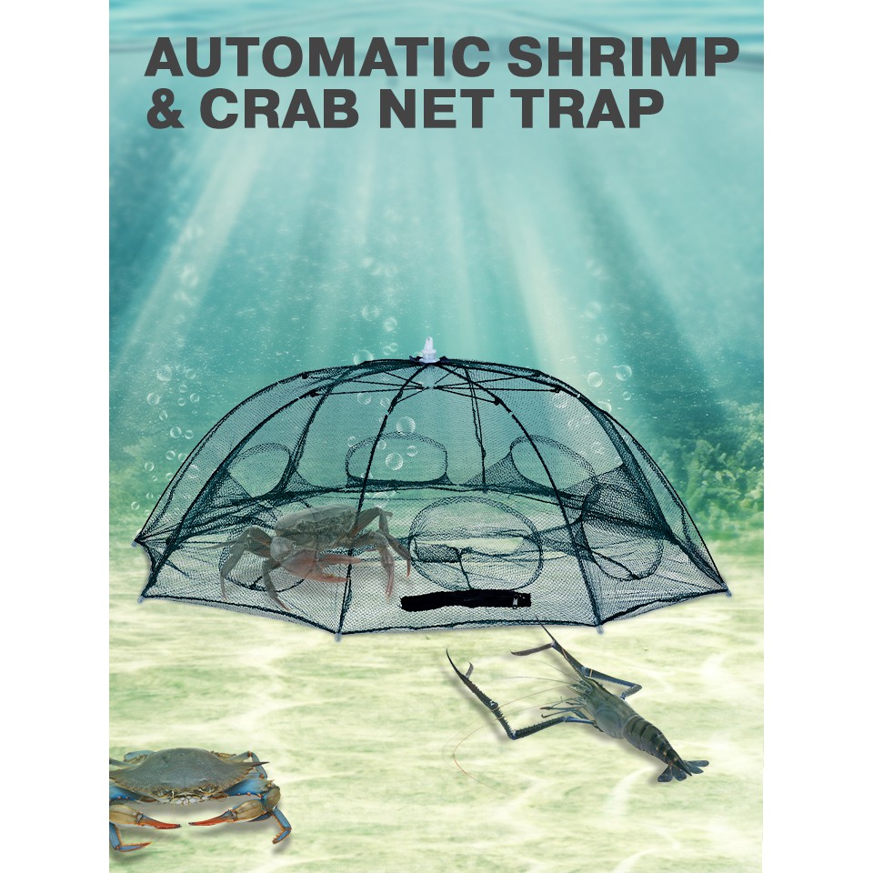 !!สินค้าขายดี!! ตาข่ายดักจับปูและกุ้ง มุ้งดักปลา Automatic Shrimp & Crab Net Trap