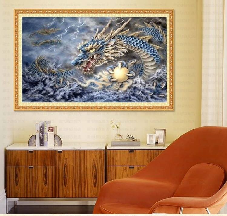 มังกรคาบแก้ว ครอสติสคริสตัล Diamond painting โมเสก ภาพติดเพชร งานฝีมือทำที่บ้าน DIY