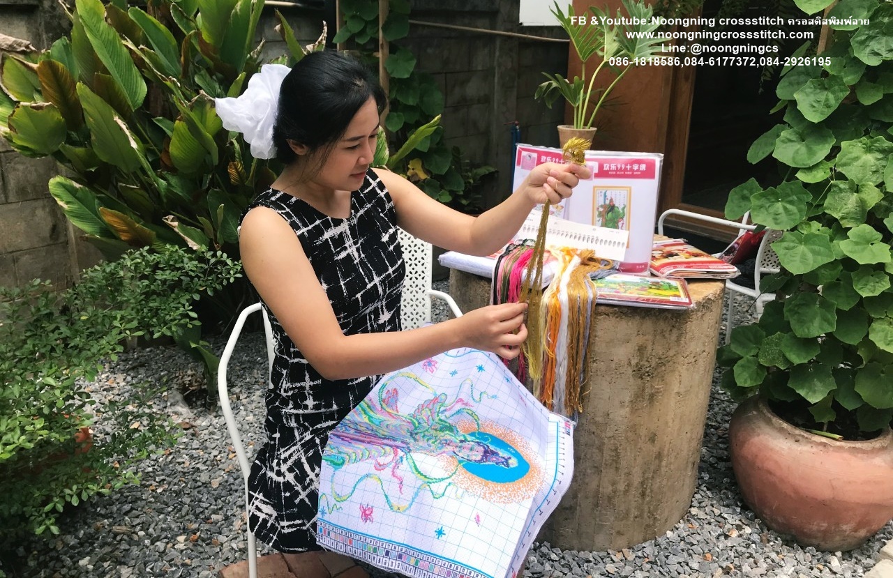 ดอกไม้ ชุดปักครอสติส พิมพ์ลาย ครอสติสจีน งานฝีมือทำที่บ้าน DIY