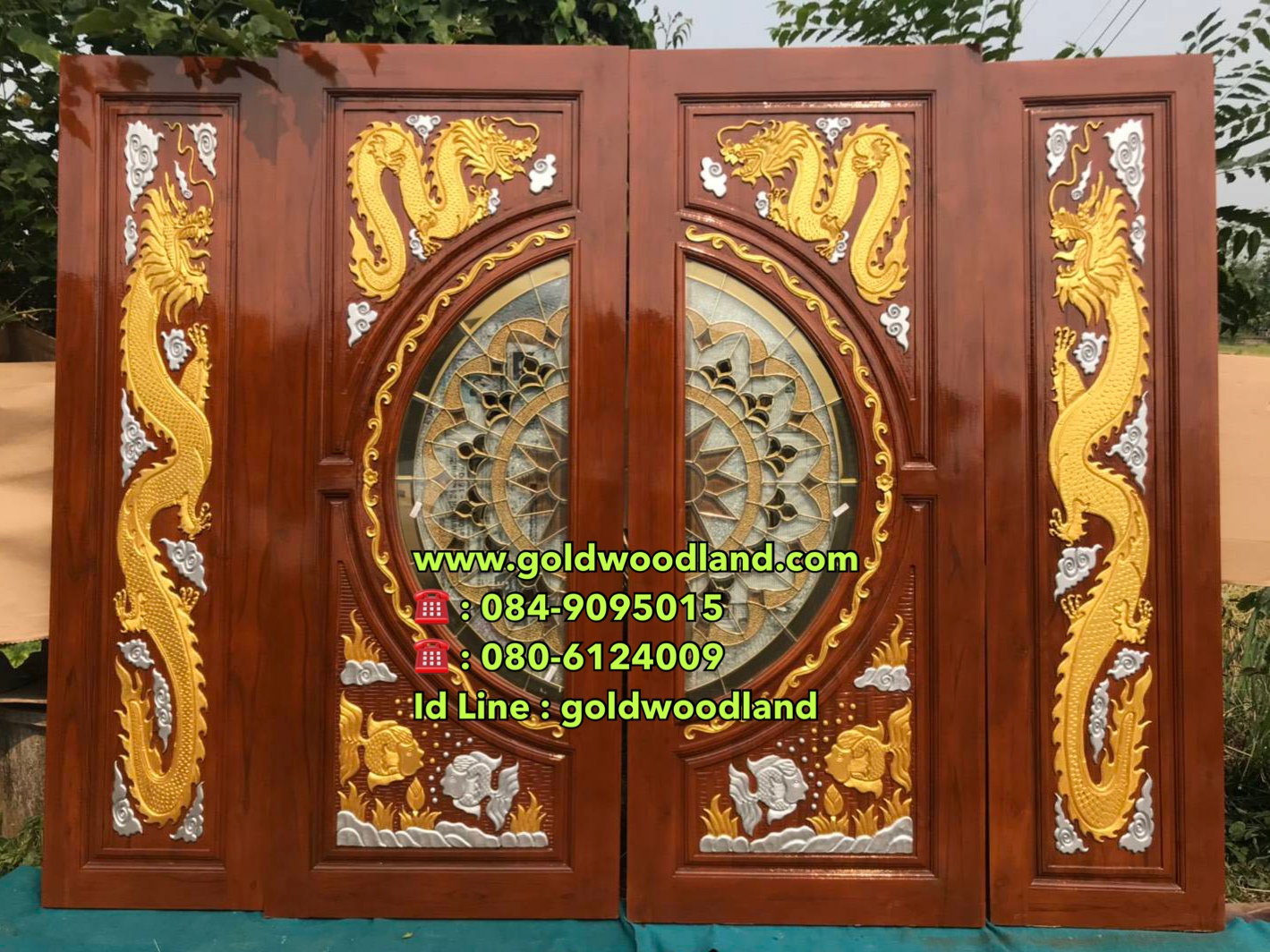 ประตูไม้สักกระจกนิรภัย GBBB - 205