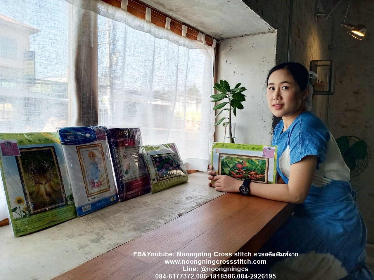 ปลาคราฟมงคล ดอกเหมย ชุดปักครอสติส พิมพ์ลาย ครอสติสจีน งานฝีมือทำที่บ้าน DIY
