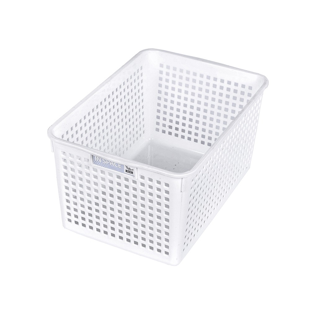 ตะแกรงใส่ของเหลี่ยมสูง ใหญ่ INSPACE KECH 5184 สีขาว อุปกรณ์จัดเก็บในครัว ตะกร้าใส่ของในครัว