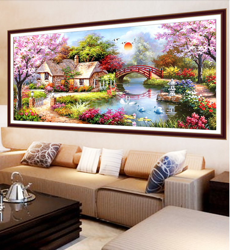 วิวบ้านสะพาน ครอสติสคริสตัล Diamond painting โมเสก ภาพติดเพชร งานฝีมือทำที่บ้าน DIY