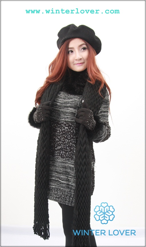 หมวกกันหนาวทรงไบเล่สีดำผ้าวูล100%(พร้อมส่ง)(Free Size)