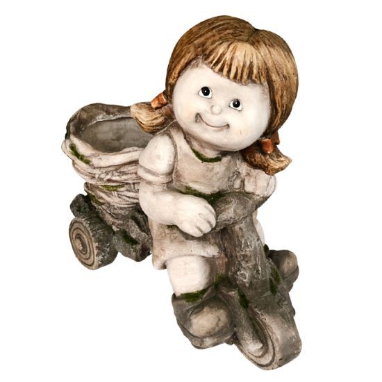 FONTE รูปปั้นเด็กหญิงแต่งสวน รุ่น GB29-8014G ขนาด 40 x 20 x 37 ซม. สีเทา รูปปั้นแต่งสวนสวย มองแล้วสบายตา น่าชม