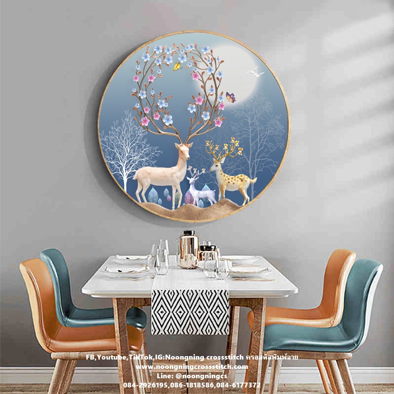 ดอกทานตะวัน ชุดปักครอสติช พิมพ์ลาย ครอสติสจีน งานฝีมือ DIY