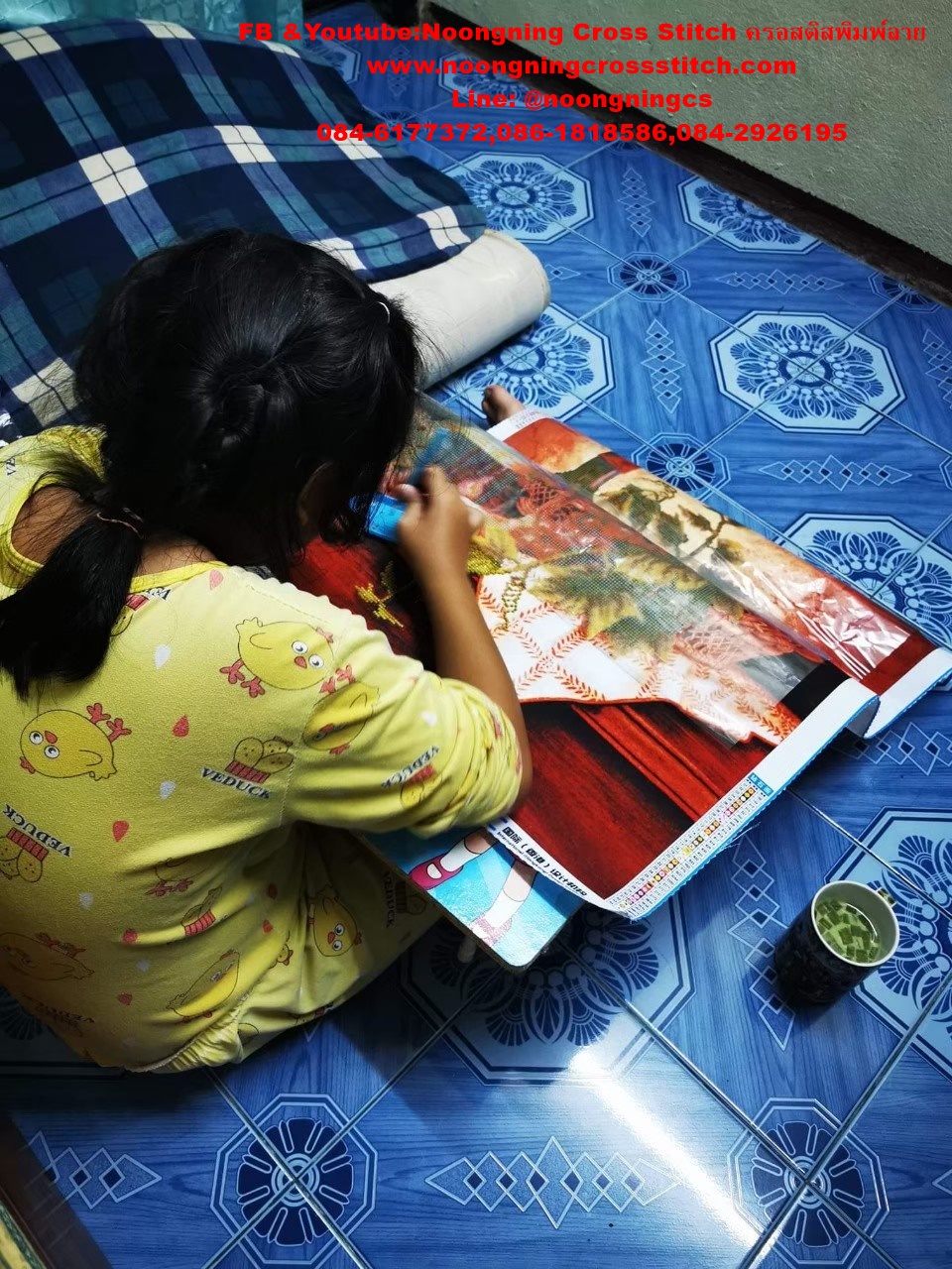 ฝูงแมวเหมียว ครอสติสคริสตัล Diamond painting โมเสก ภาพติดเพชร งานฝีมือทำที่บ้าน DIY