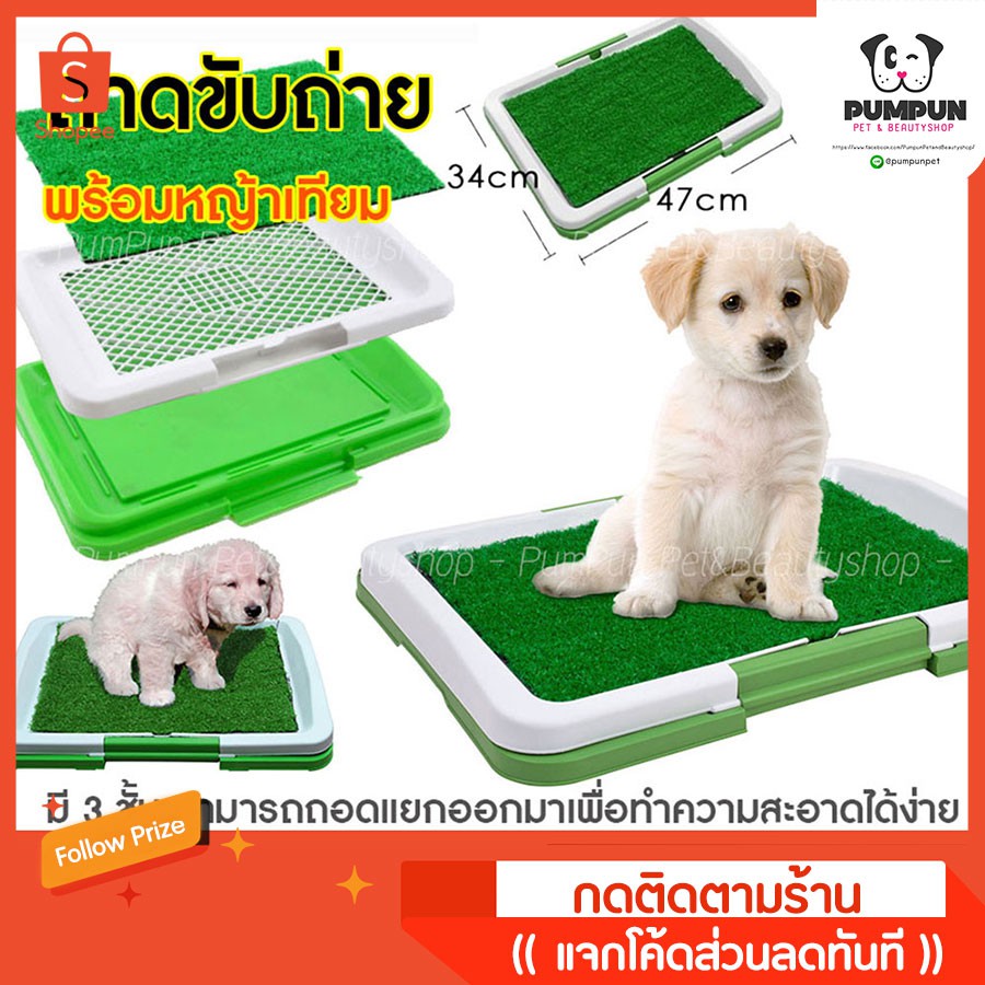 ห้องน้ำสัตว์เลี้ยง ถาดขับถ่าย พร้อมหญ้าเทียม Puppy Potty Pad แผ่นรองฉี่สุนัข ถาดรองฉี่สุนัข