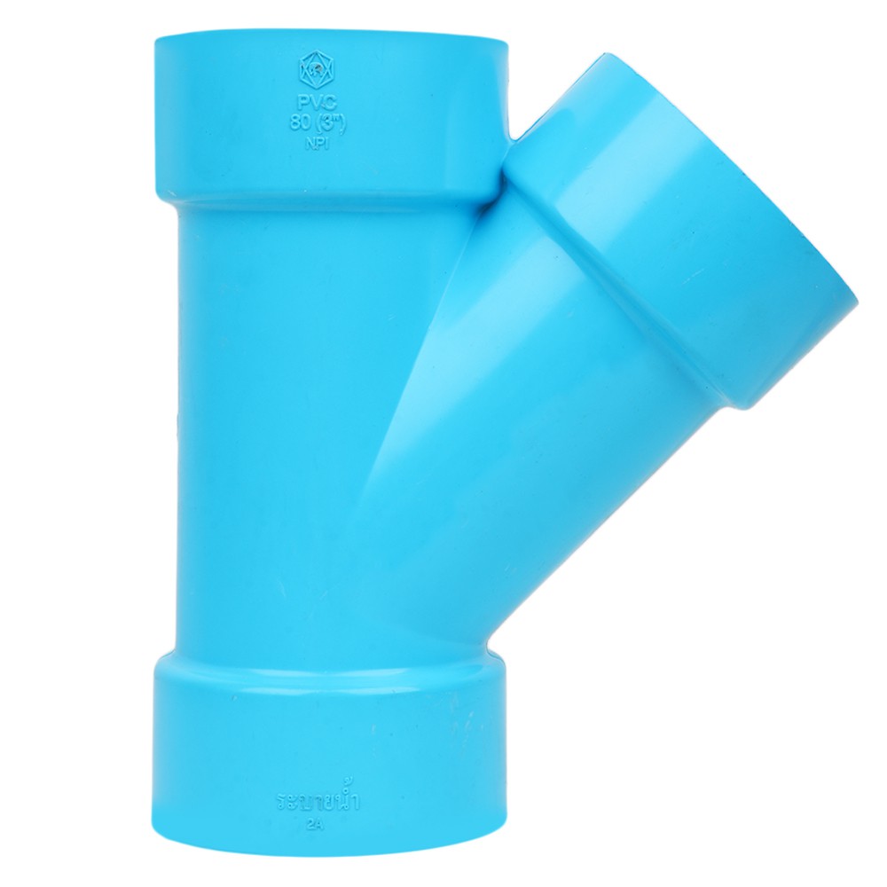 ท่อประปา ข้อต่อ ท่อน้ำ ท่อPVC ข้อต่อสามทางวาย-บาง SCG 3" สีฟ้า FAUCET TEE PVC SOCKET SCG 3" LITE BLUE
