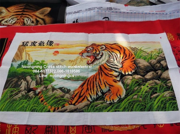 ปลาคราฟคู่ ดอกบัว ชุดปักครอสติส พิมพ์ลาย ครอสติสจีน งานฝีมือทำที่บ้าน DIY