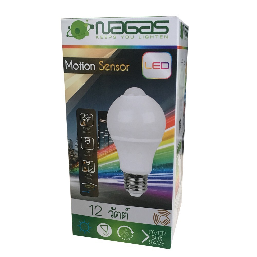 หลอดLED MOTIONSENSOR A27 12W DAYLIGHT E27 NAGAS หลอดไฟภายในบ้านเอนกประสงค์