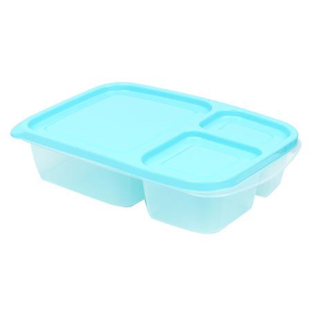 ชุดกล่องอาหารเหลี่ยม 3 ช่อง MICRON CHEF 6074 สีเขียว 2 ชิ้น/แพ็ค เก็บอาหารโดยไม่มีกลิ่นออกมารบกวน