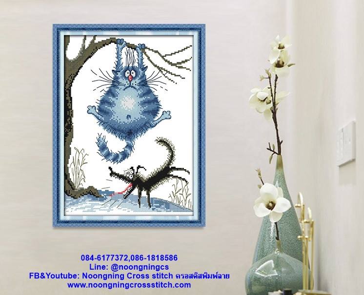 แมว สุนัข น่ารัก ชุดปักครอสติส พิมพ์ลาย ครอสติสจีน งานฝีมือทำที่บ้าน DIY