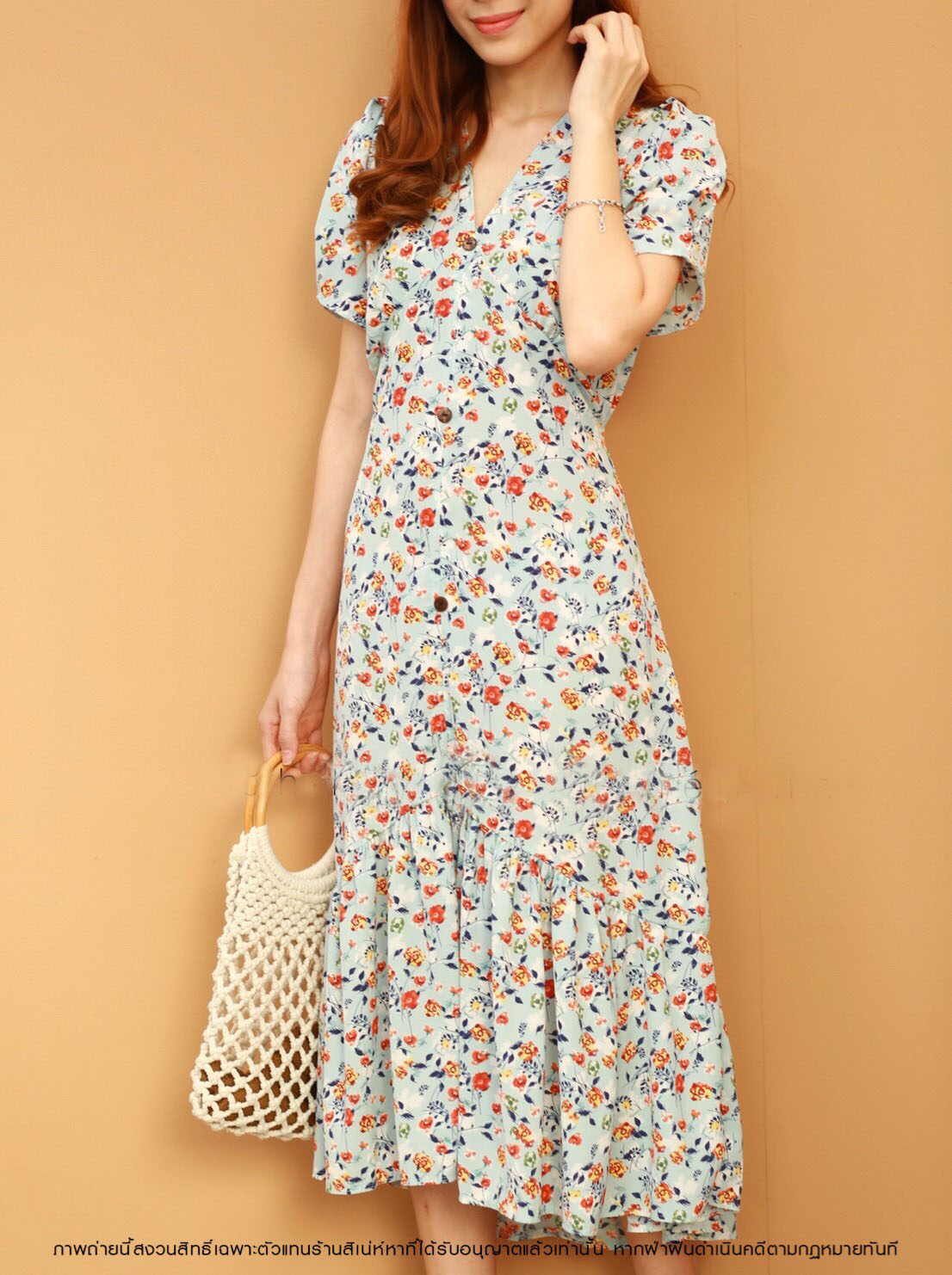 MD0040 เดรสแฟชั่น ชุดเดรสยาว แม็กซี่เดรส Maxidress ลายดอก Maxxi Dress