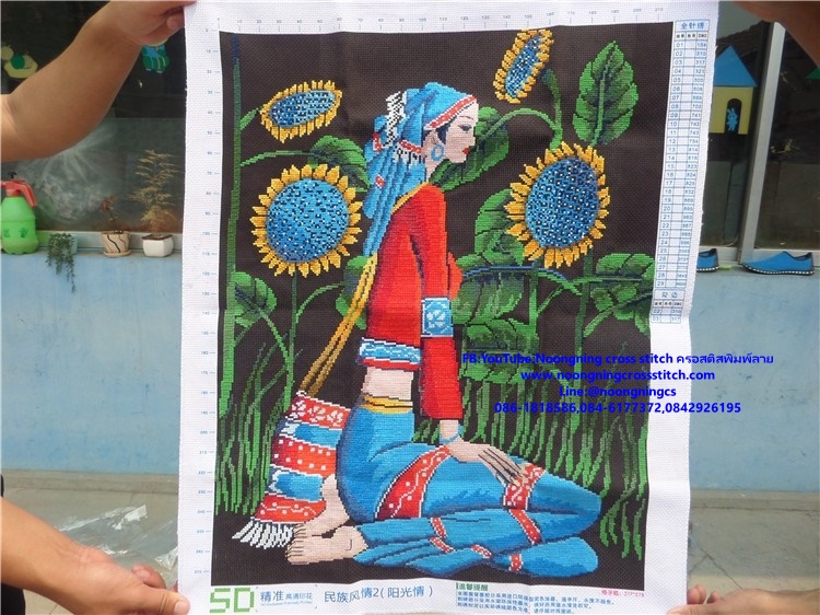 ผู้หญิง 3 รูป ชุดปักครอสติช พิมพ์ลาย ครอสติสจีน งานฝีมือ DIY