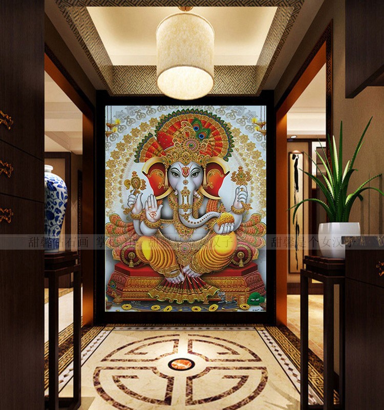 พระพิฆเนศ ครอสติสคริสตัล Diamond painting โมเสก ภาพติดเพชร งานฝีมือทำที่บ้าน DIY