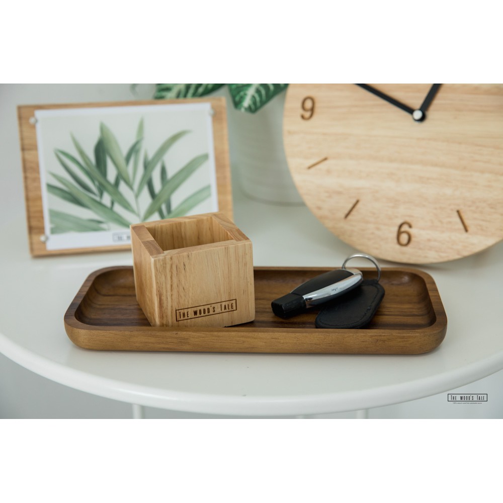 The Wood's Tale จานไม้ ถาดไม้ ทรงสี่เหลี่ยมผืนผ้ายาว LONG RECTANGLE PLATE จากไม้แท้ธรรมชาติ มีให้เลือก 2 สี