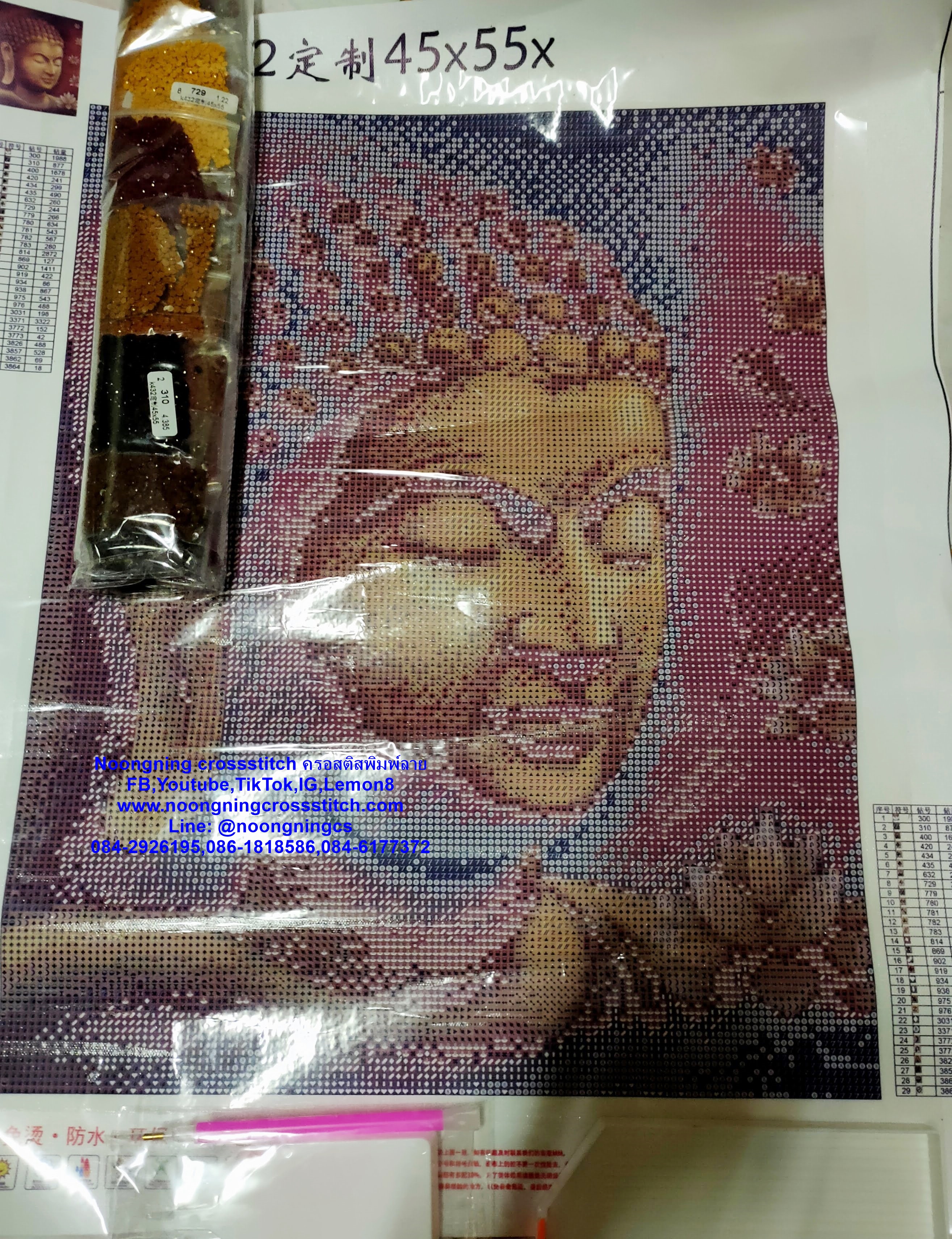 ครอสติสคริสตรัล สั่งทำ 55x45ซม รูปพระพุทธเจ้า Diamond painting โมเสก ภาพติดเพชร งานฝีมือทำที่บ้าน DIY