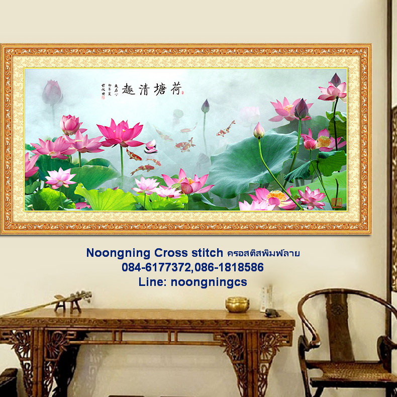 นก ดอกไม้สวยงาม ชุดปักครอสติช พิมพ์ลาย ครอสติสจีน งานฝีมือ DIY