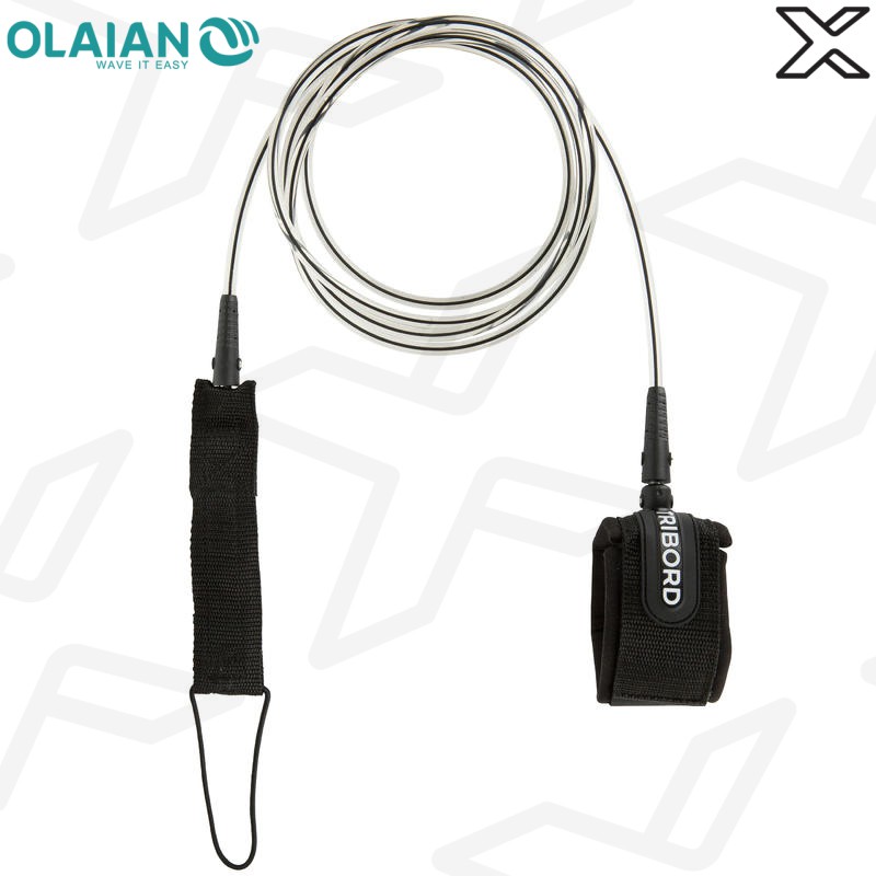OLAIAN สายโยงกระดานโต้คลื่น 7 มม. ขนาด 8 นิ้ว (240 ซม.) (สีดำ)