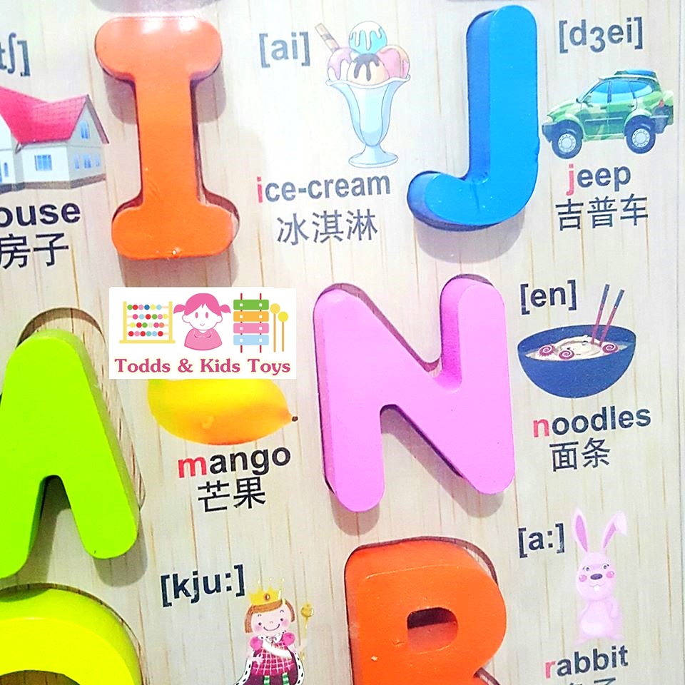 กระดานไม้หนาสอนพิมพ์ใหญ่ พิมพ์เล็กเเละคำศัพท์