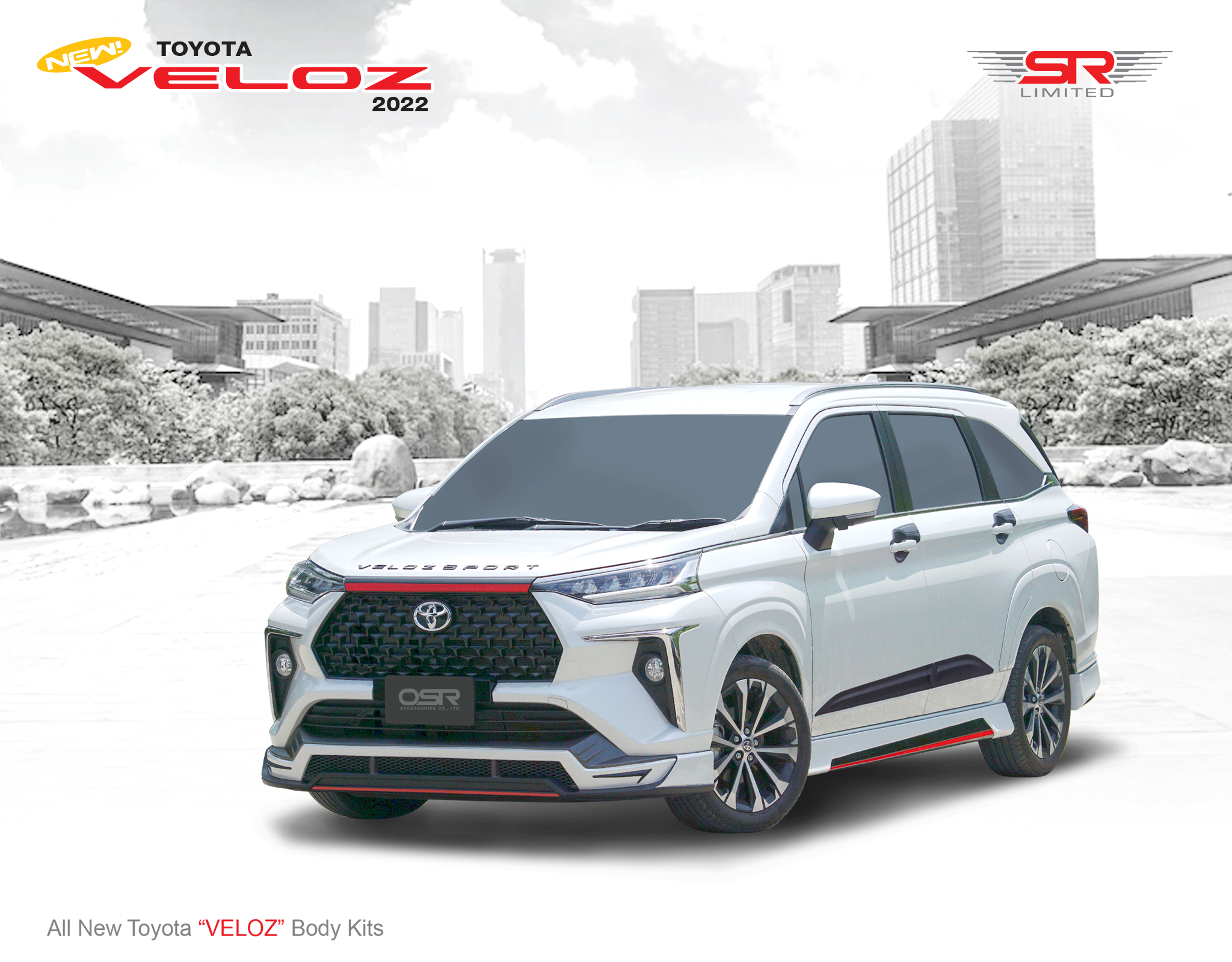 ชุดแต่งรถ-สเกิร์ต-สปอยเลอร์ Toyota Veloz 2022 ทรง SR-Limited