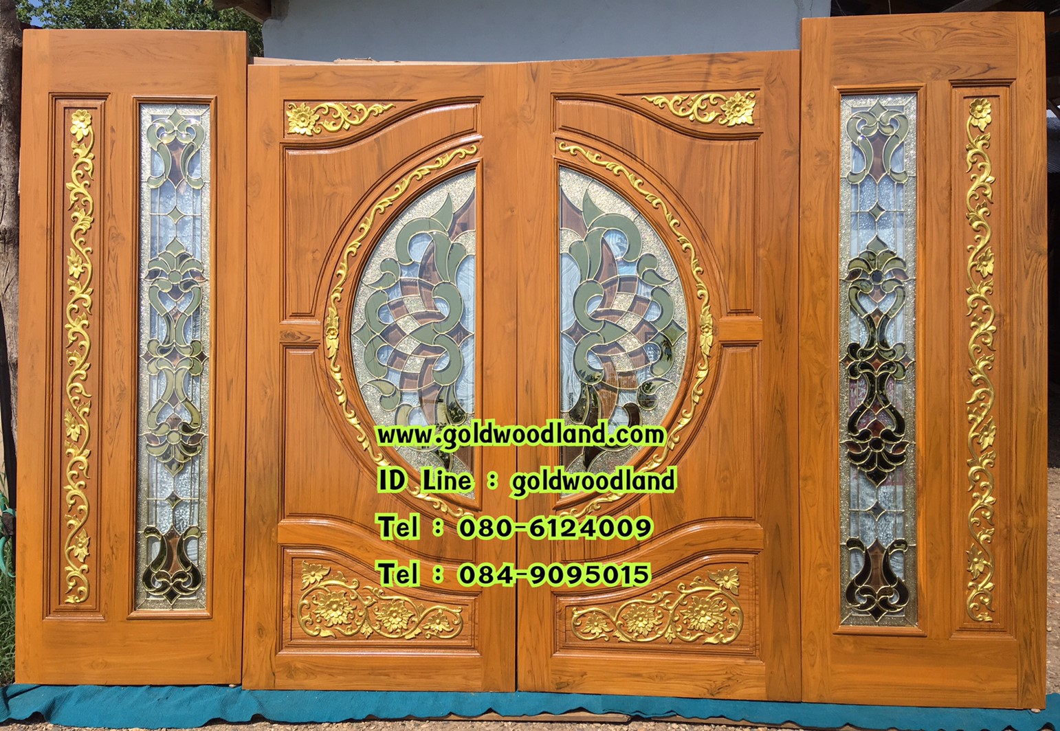 ประตูบานเลื่อนไม้สัก GBBB - 244