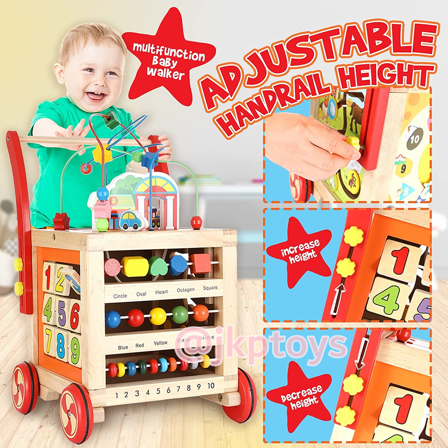 รถผลักเดินเเละกล่องกิจกรรมไม้5ด้าน (เหมือนงาน busy zoo เลยคะ ) เป็นผลักเดินไม้ได้ด้วย คุ้มสุดๆ