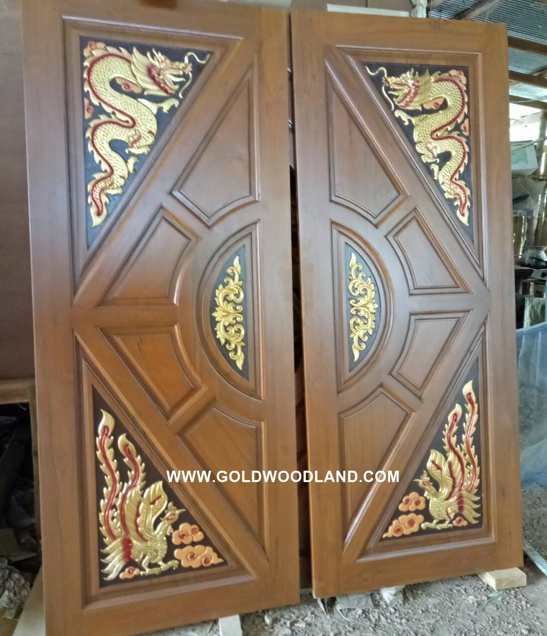 ประตูไม้สัก บานคู่ GBB - 27 (คลิกรายละเอียดที่รูป)
