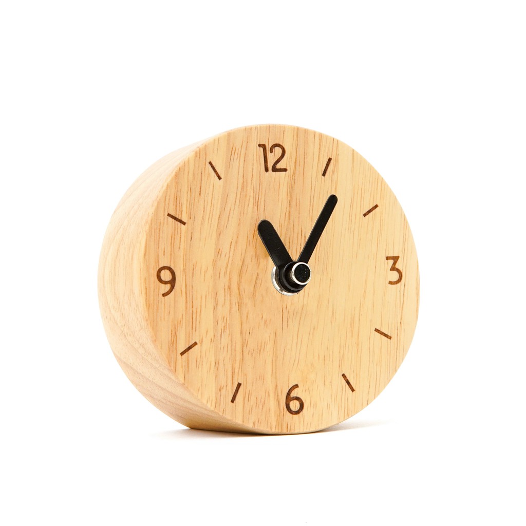 The Wood's Tale นาฬิกาตั้งโต๊ะ นาฬิกาไม้ เดินเงียบ ROUND TABLE CLOCK จากไม้แท้ธรรมชาติ