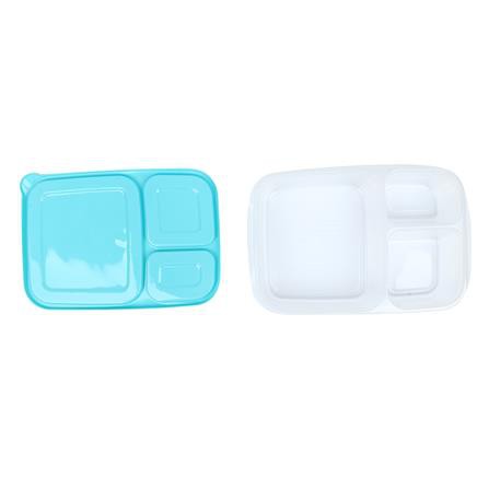 ชุดกล่องอาหารเหลี่ยม 3 ช่อง MICRON CHEF 6074 สีเขียว 2 ชิ้น/แพ็ค เก็บอาหารโดยไม่มีกลิ่นออกมารบกวน