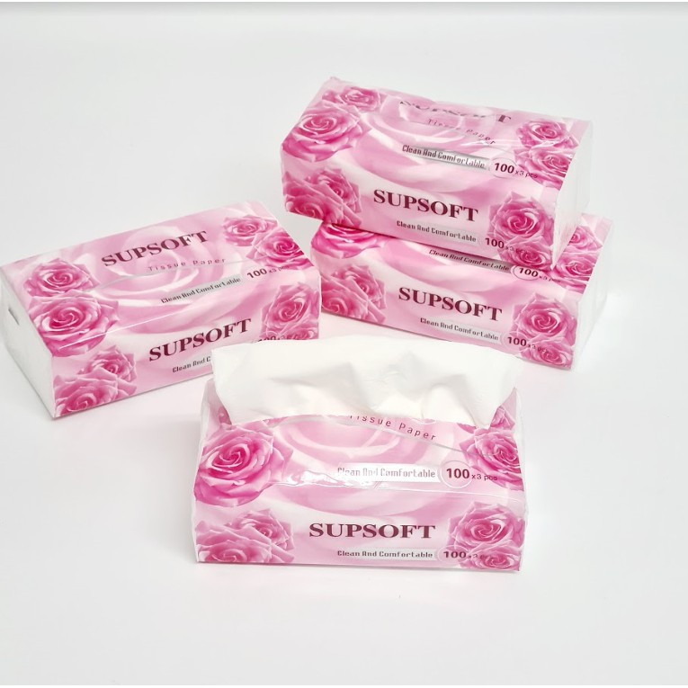 at.homemart กระดาษทิชชู่ 1 ห่อ กระดาษชำระ ไร้ฝุ่น ไม่เป็นขุย แพ็ค 100 แผ่น หนา 3 ชั้น(ห่อกุหลาบ)