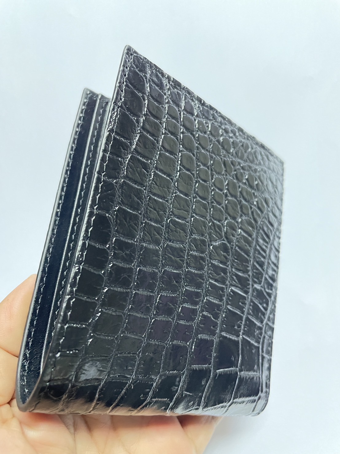 กระเป๋าหนังจระเข้แท้(หนังท้อง) สีดำ