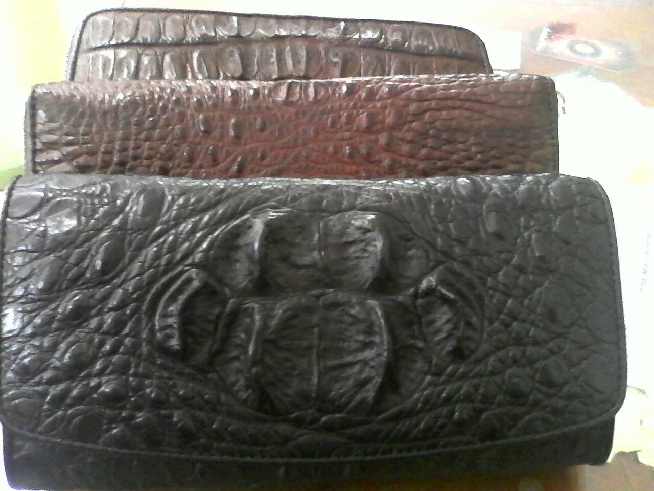 กระเป๋าหนังจระเข้แท้แบบ3พับ(หนังกระดูกหัว)