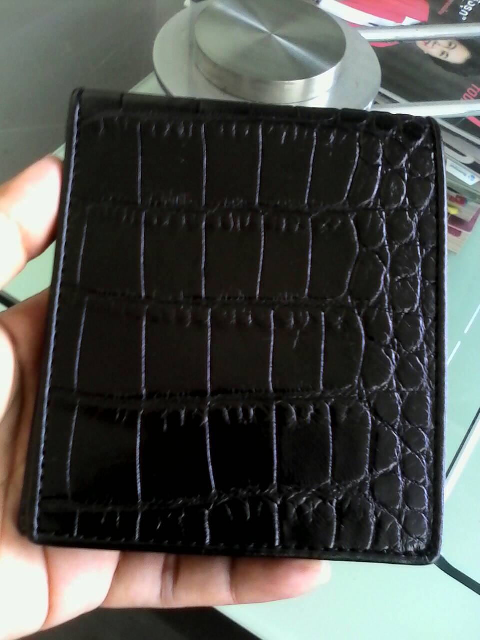 กระเป๋าสตางค์หนังจระเข้แท้(หนังท้อง) สีดำ1
