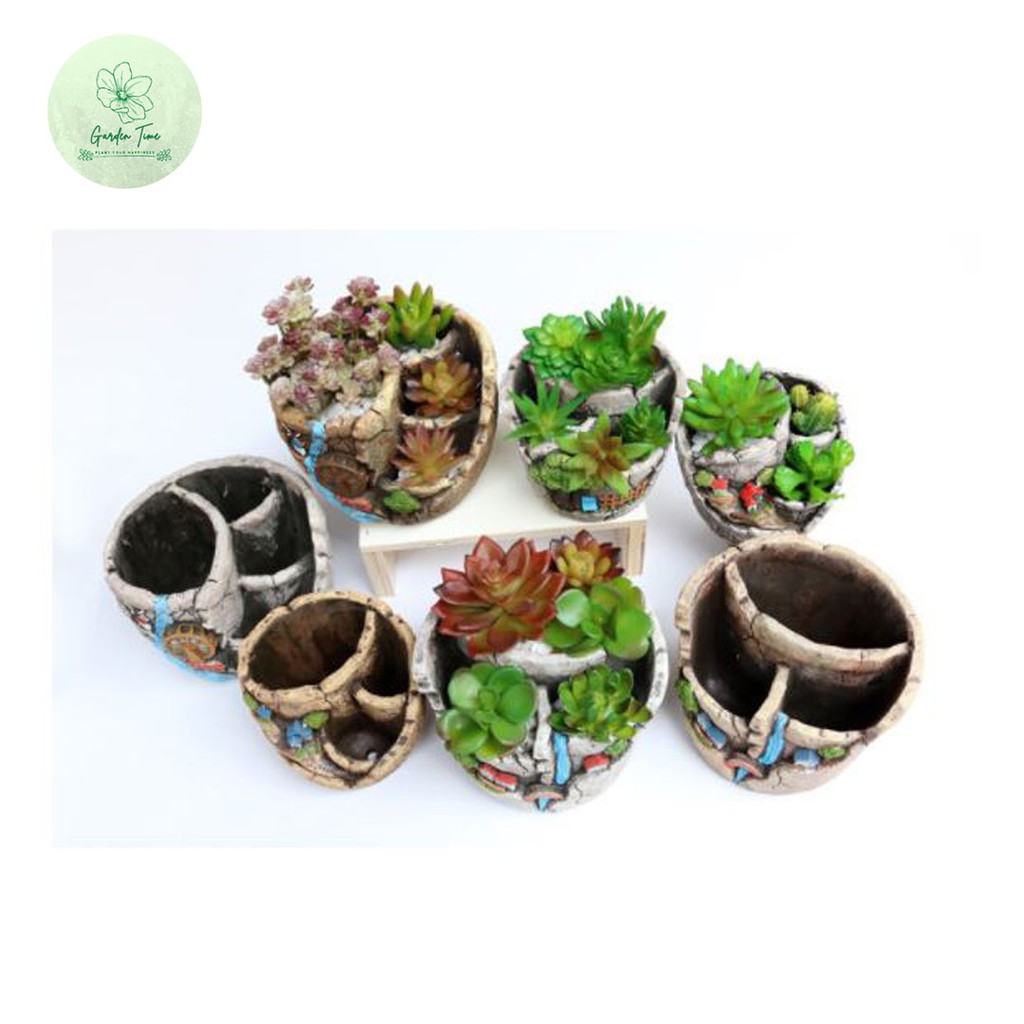 กระถางเรซินหลายชั้น กระถางเรชินหลายหลุม กระถางแคตตัส กระถางคอนโด กระถางไม้อวบน้ำ กระถางแตก สวนถาด จัดสวน