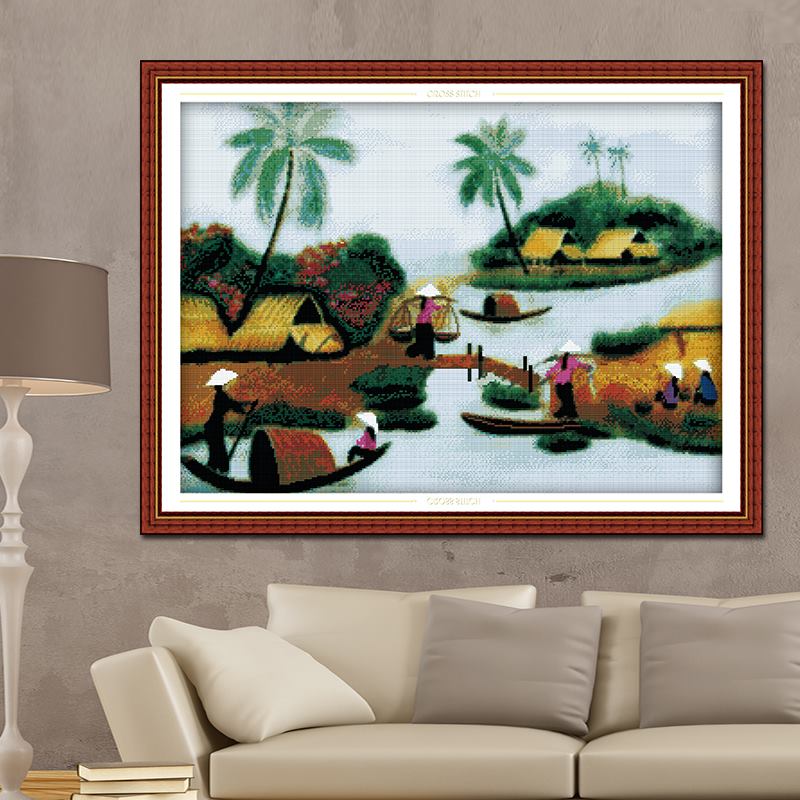 วิถีชีวิตชนบท ชุดปักครอสติช พิมพ์ลาย ครอสติสจีน งานฝีมือ DIY ลดราคา