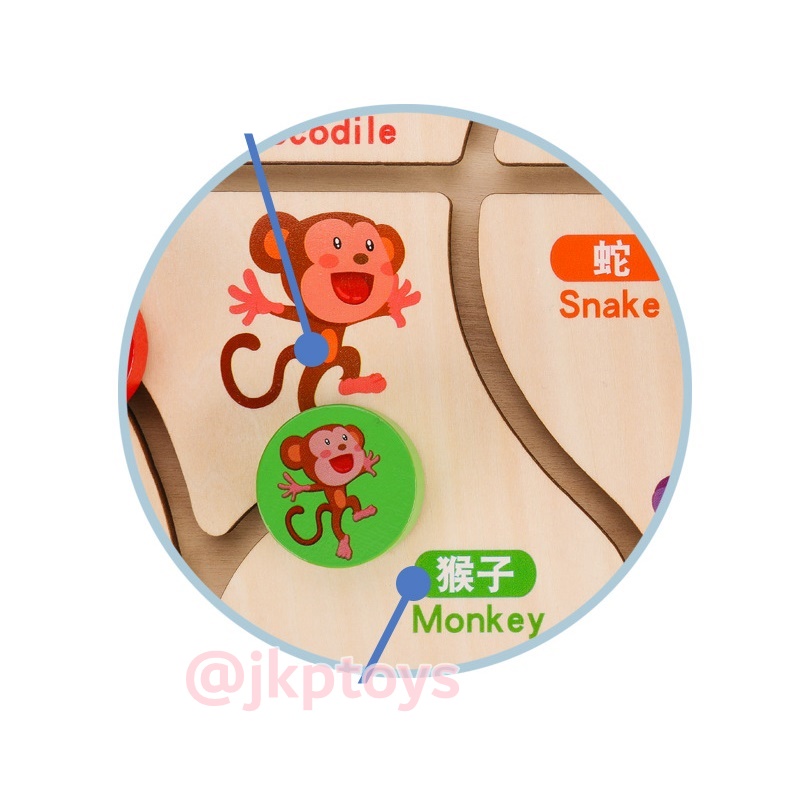 กระดานรางเลื่อนจับคู่สัตว์ 12 ชนิด